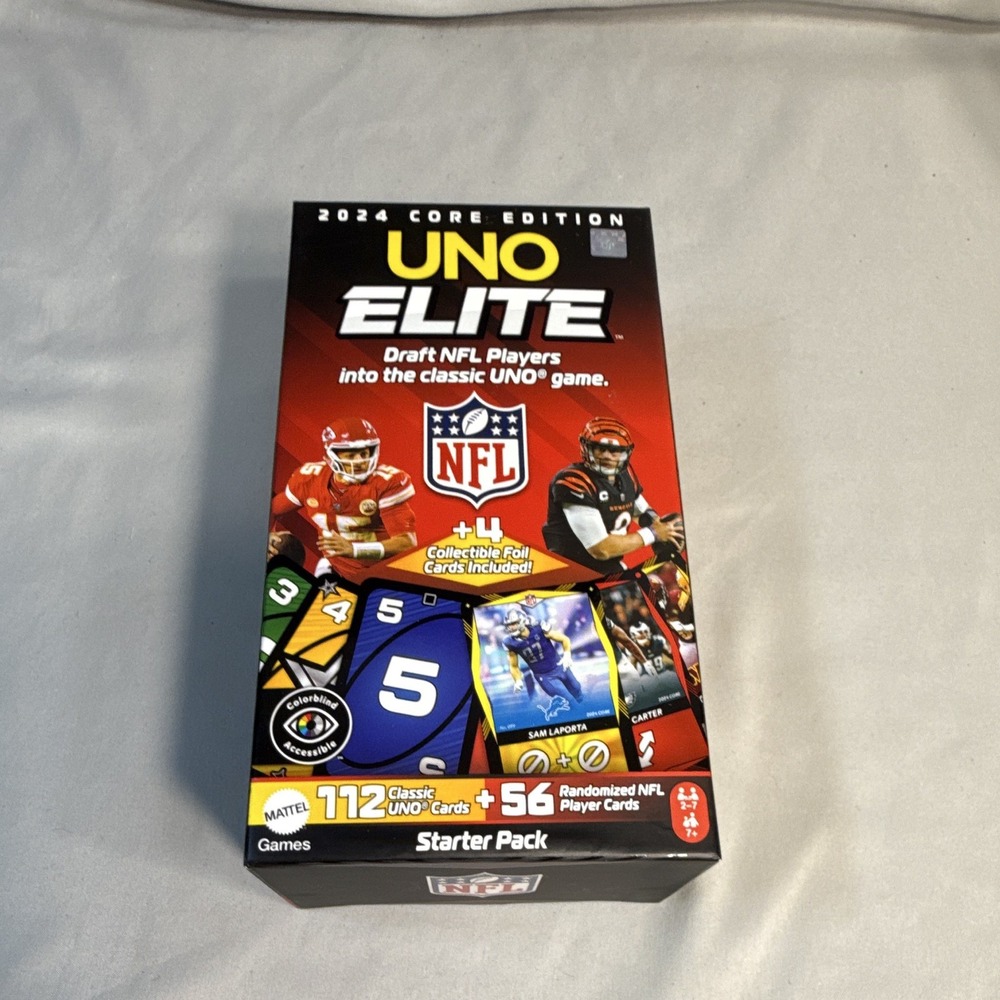 Mattel UNO Elite 2024 Core Edition NFL Starter Pack Card Game, 2-7 Players